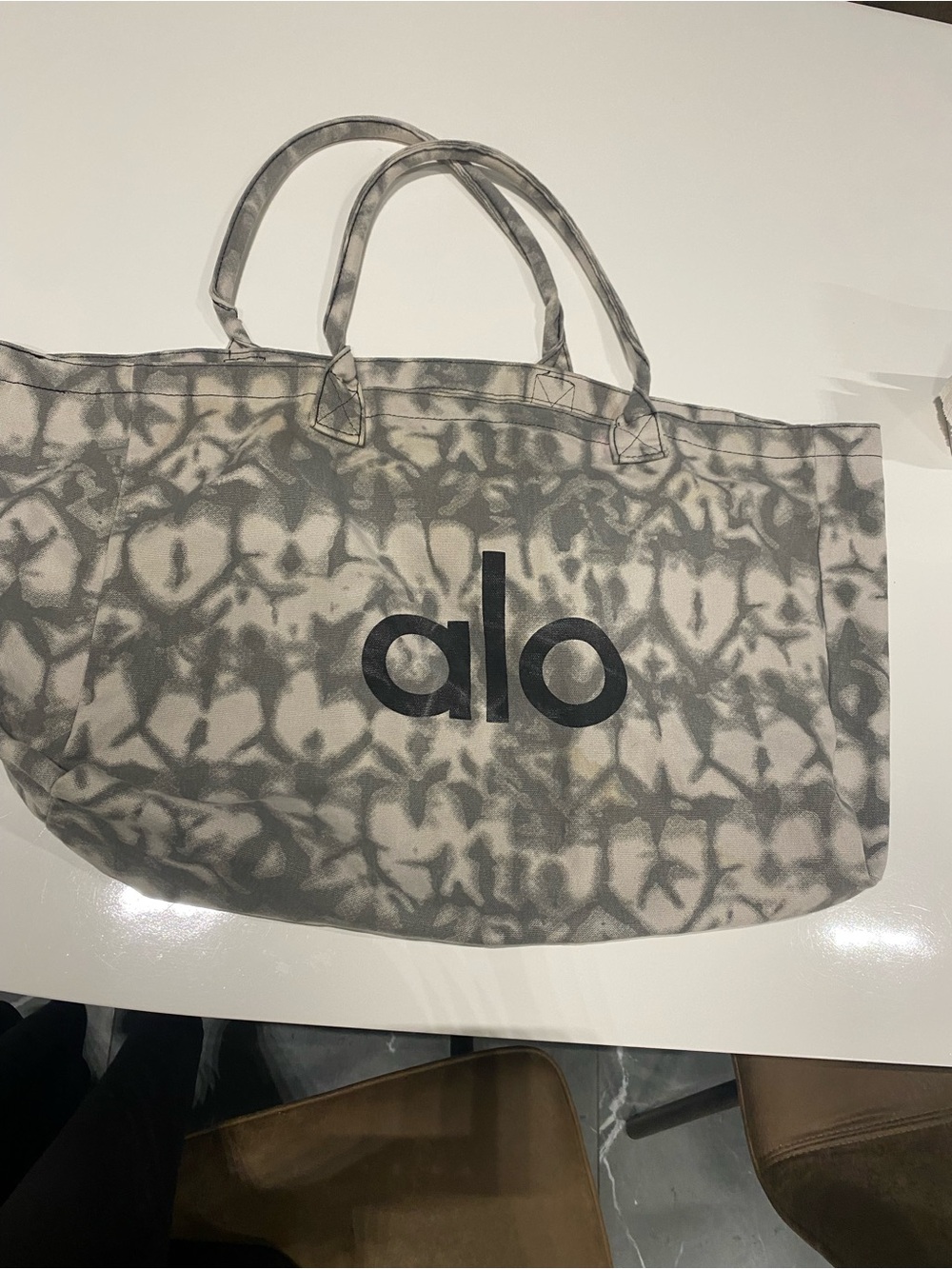 ALO Yoga Gray Tie-Dye Canvas Tote